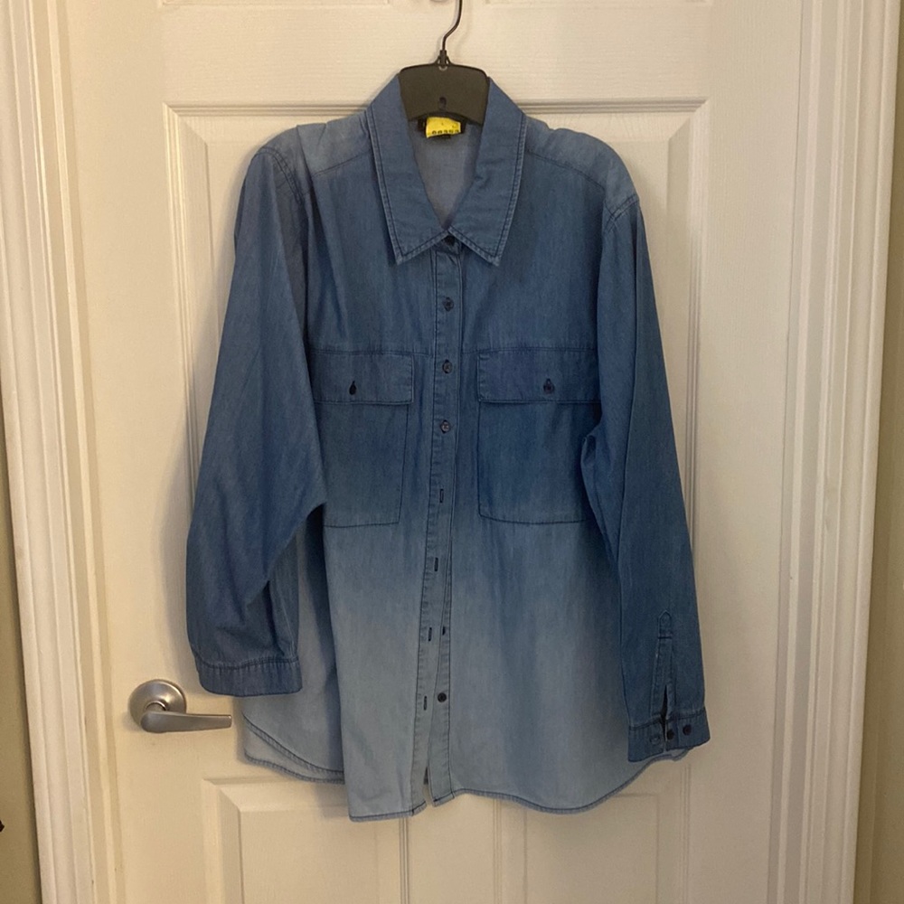 26/28 Ombré Denim Shirt by Lane Bryant